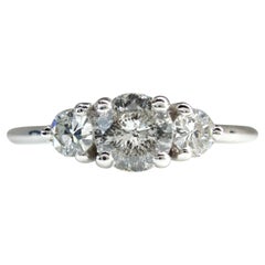 Compromiso de oro macizo blanco de 18 quilates con certificado IGI de 0,35 ct de diamante natural de tres piedras