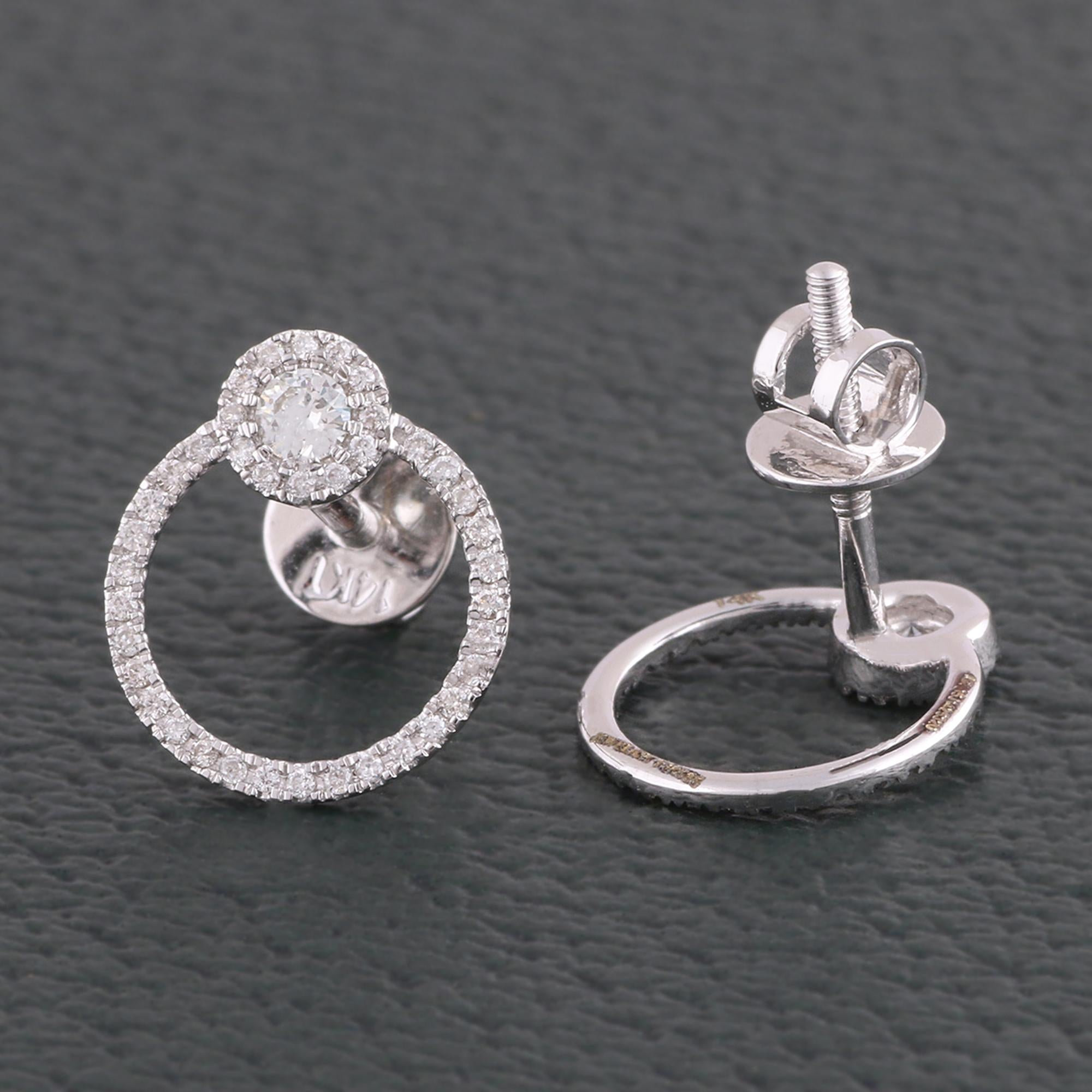 Clous d'oreilles en or blanc 14 carats avec diamants naturels certifiés IGI de 0,37 carat « SI/H-I » Neuf - En vente à Jaipur, RJ
