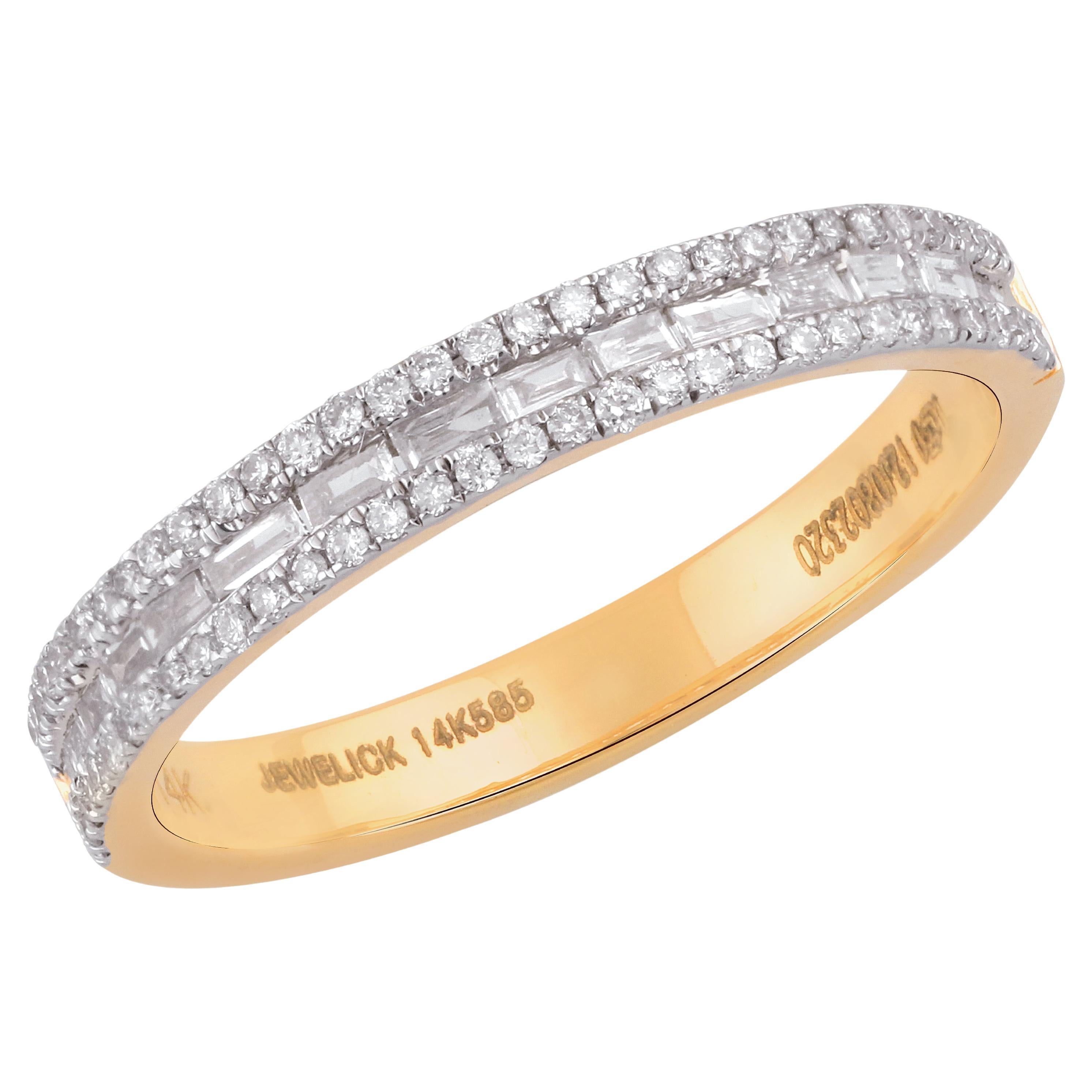 IGI Certified 0.38 Carat Natural Diamond 'SI/HI' 14K Yellow Gold Band Ring For Sale
