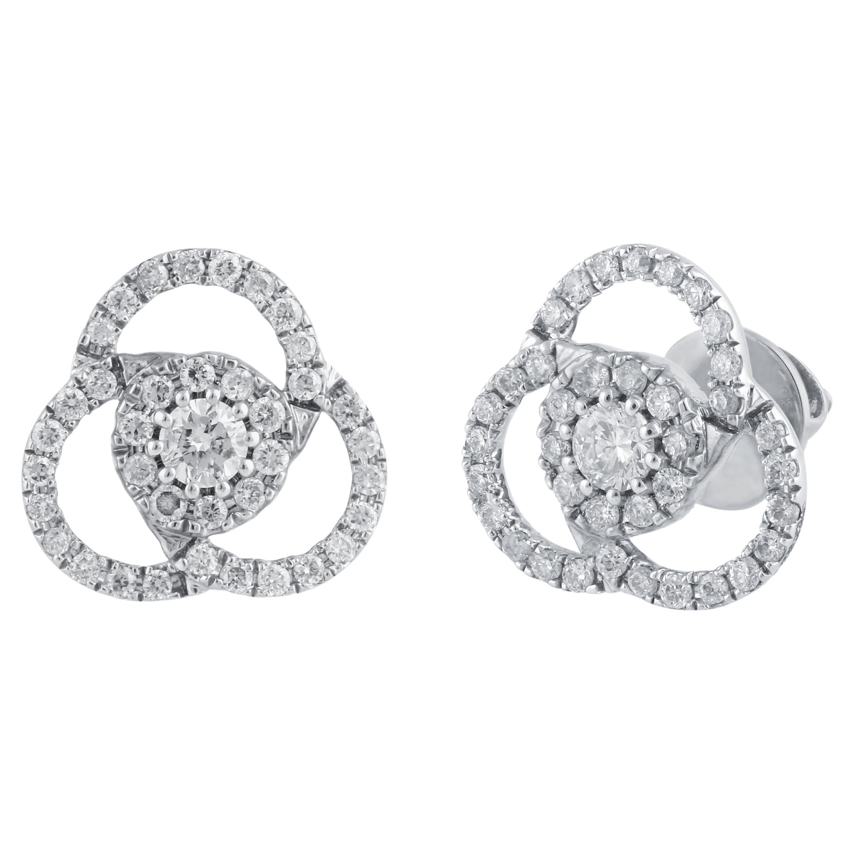 Boucles d'oreilles en or blanc 14 carats avec diamants naturels certifiés IGI de 0,397 carat « SI/H-I » en vente