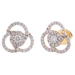 IGI Certified 0.397 Carat Natural Diamond 'SI/H-I' 14K Yellow Gold Stud Earrings