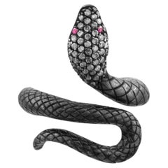 IGI Certified 0.40 Carat Diamond and Ruby Serpent Motif Ring 8K Gold