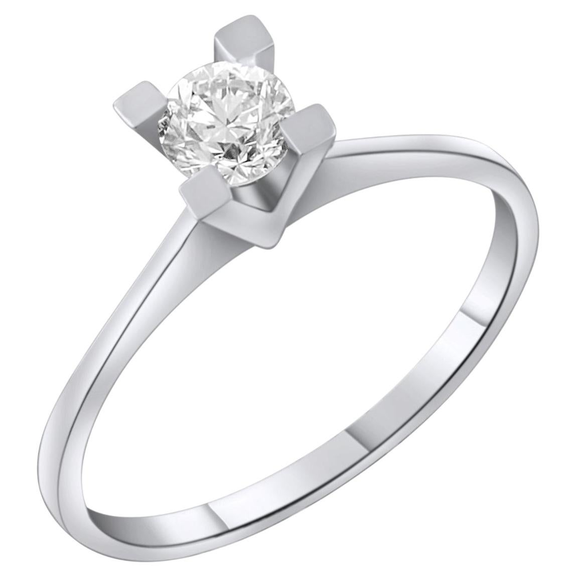 IGI Certified 0.40 Carat Natural Diamond Solitaire Statement Ring in 14K Gold