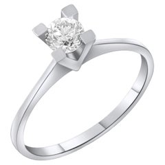 IGI Certified 0.40 Carat Natural Diamond Solitaire Statement Ring in 14K Gold