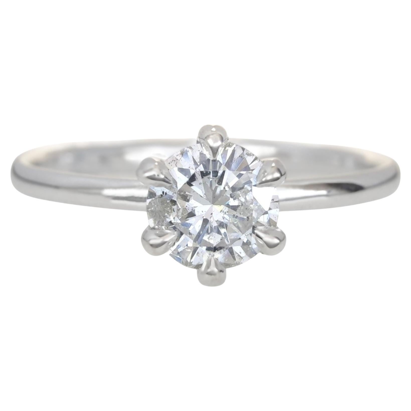 Bague de fiançailles en or blanc 18 carats certifiée IGI de 0,40 ct de diamant rond brillant