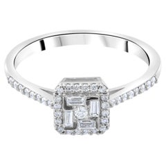 IGI Certified 0.42 Carat Natural Diamond Baguette Statement Ring in 14K Gold