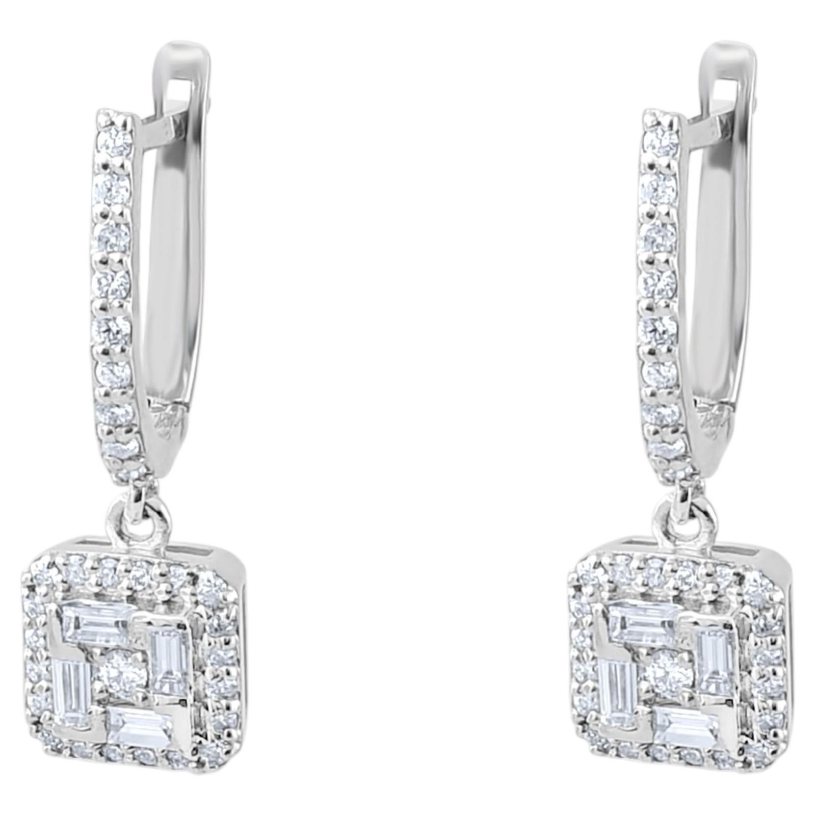IGI Certified 0.42 Carat Natural Diamond Statement Earrings in 14K Gold