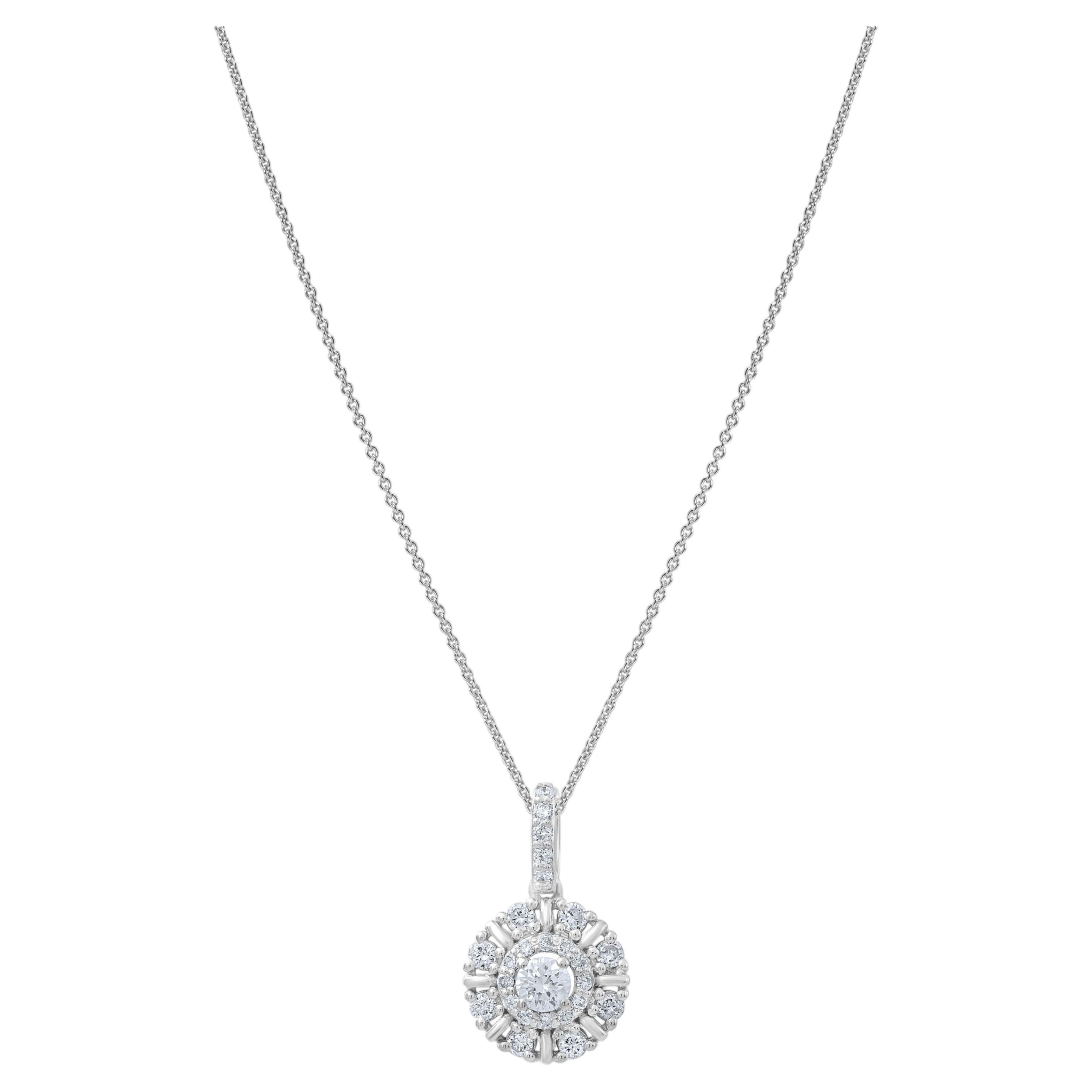 IGI Certified 0.42 Carat Natural Diamond Statement Necklace in 14K Gold For Sale