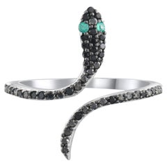 IGI Certified 0.43 Carat Natural Emerald and Diamond Cocktail Ring in 14K Gold