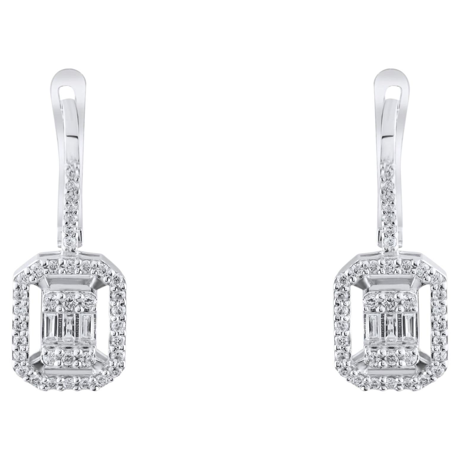 IGI Certified 0.44 Carat Natural Diamond Statement Earrings in 14K Gold For Sale