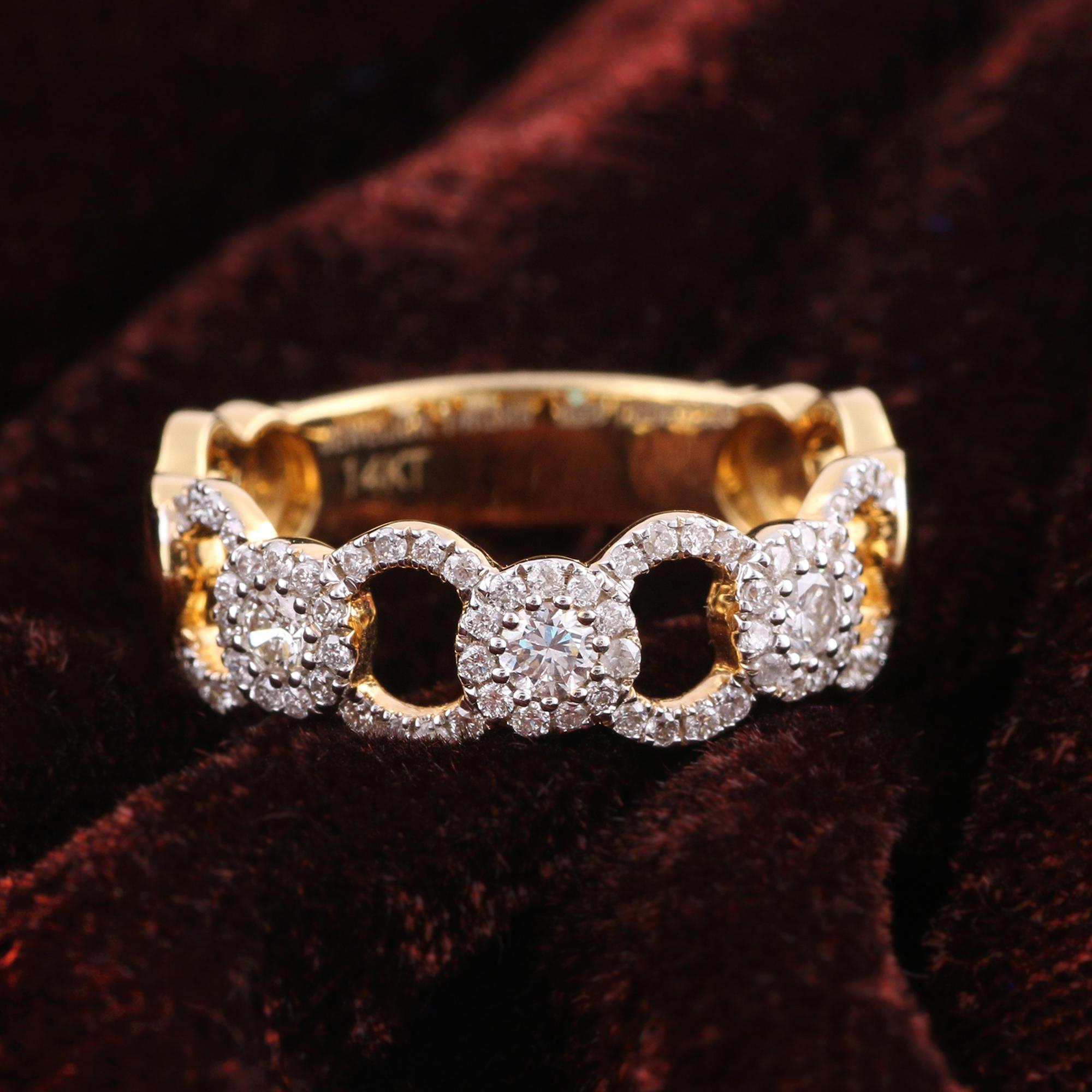 Modern IGI Certified 0.45 Carat Natural Diamond 'SI/G-H' 14K Yellow Gold Wedding Ring For Sale