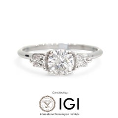 IGI Certified 0.45ct Natural Diamond Three-Stone 18K White Gold