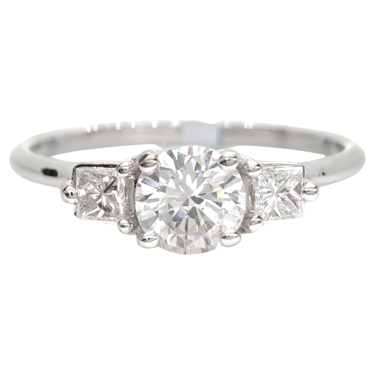 IGI Certified 0.45ct Natural Diamond Three-Stone 18K White Gold Engagement gift