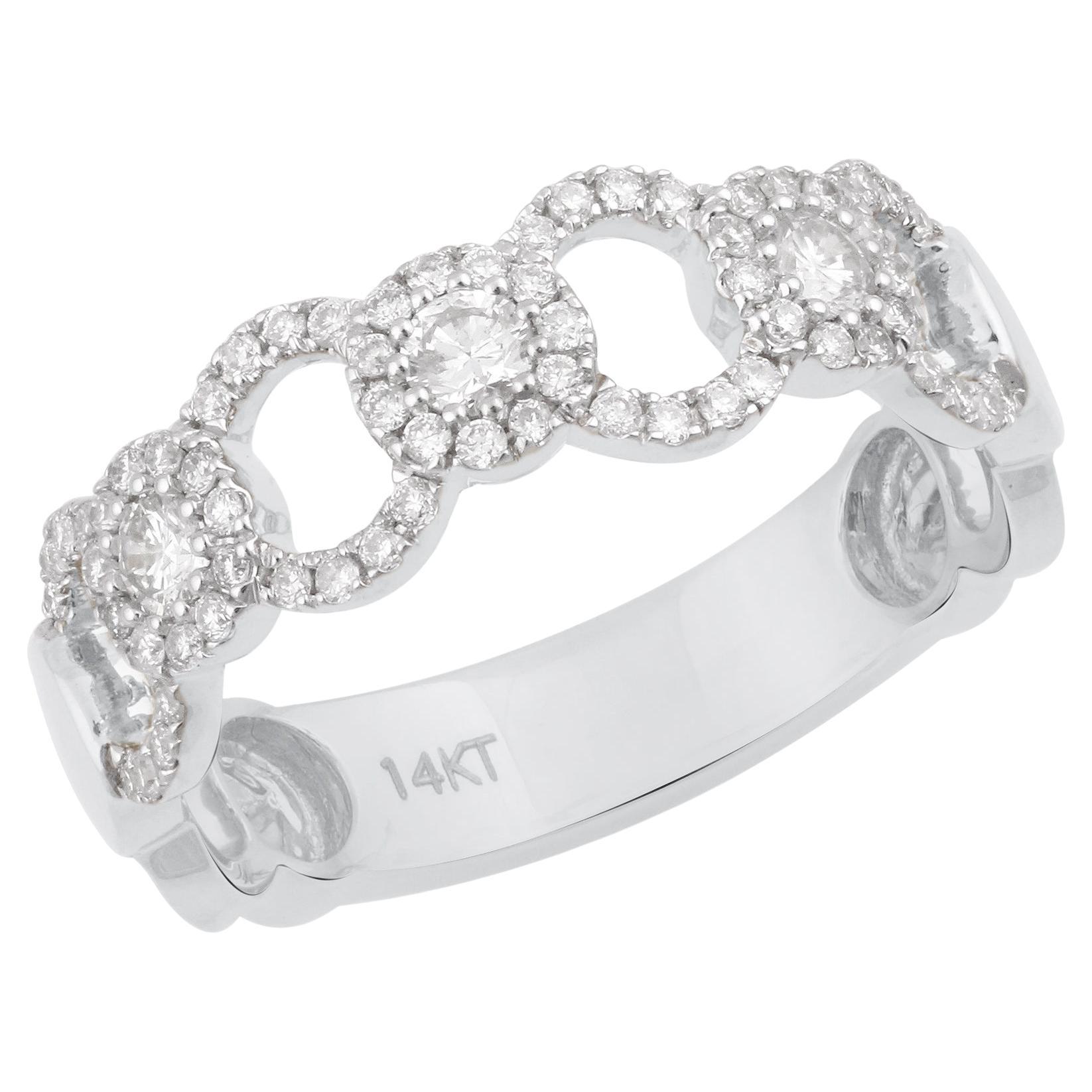IGI Certified 0.46 Carat Natural Diamond 'SI/H-I' 14K White Gold Wedding Ring For Sale