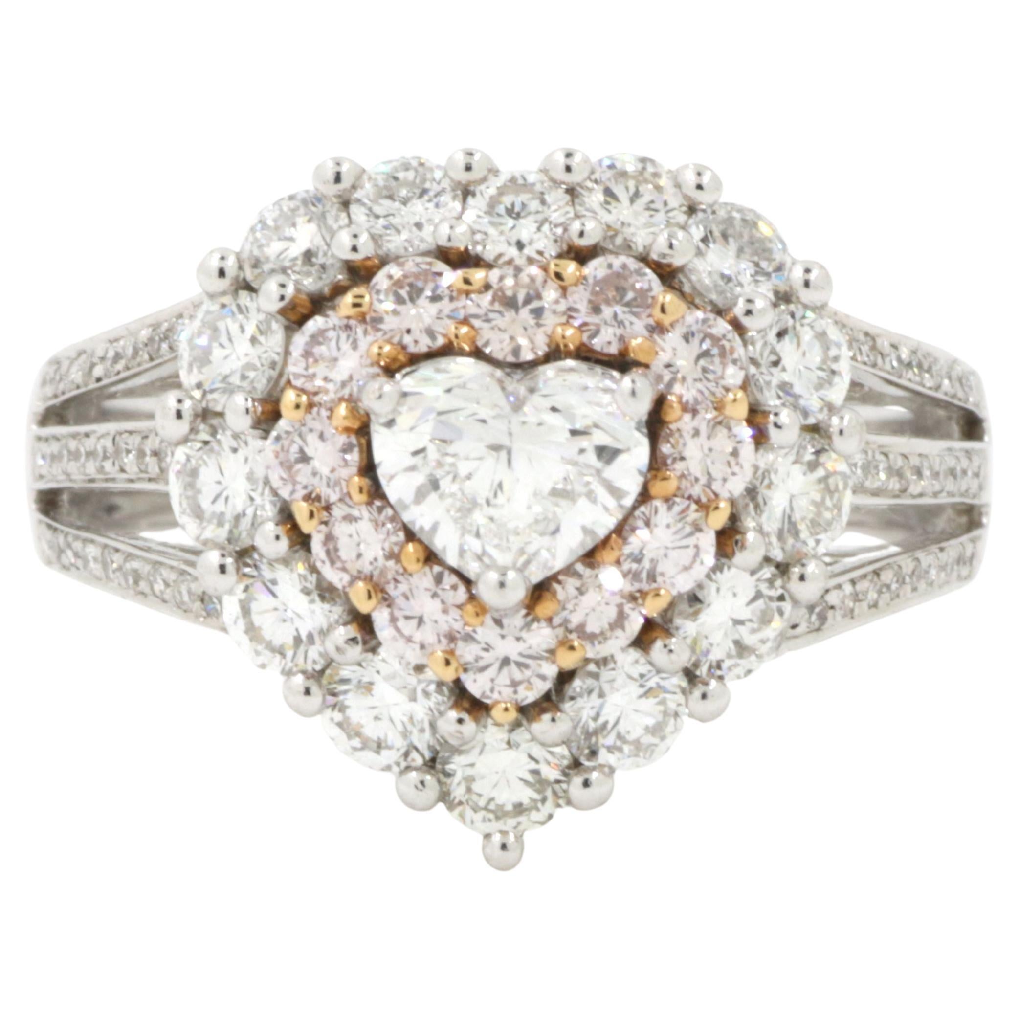 0.47 Carat Heart Shape Diamond Solitaire Ring in 18K White Gold