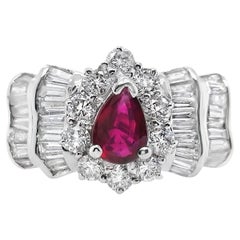 IGI Certified 0.47ct Natural Ruby and 1.49ct Natural Diamonds Platinum Ring