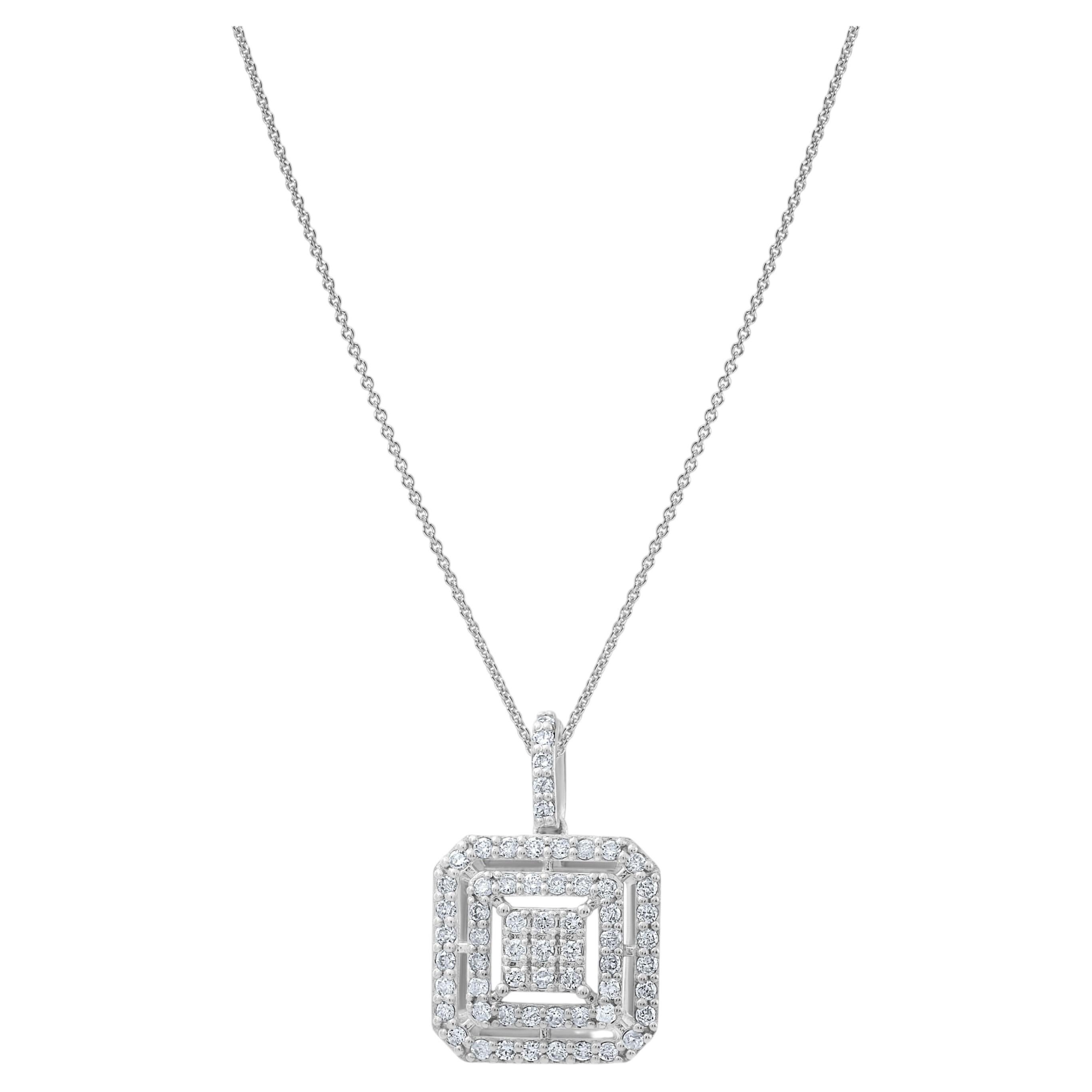 IGI Certified 0.48 Carat Natural Diamond Statement Necklace in 14K Gold For Sale