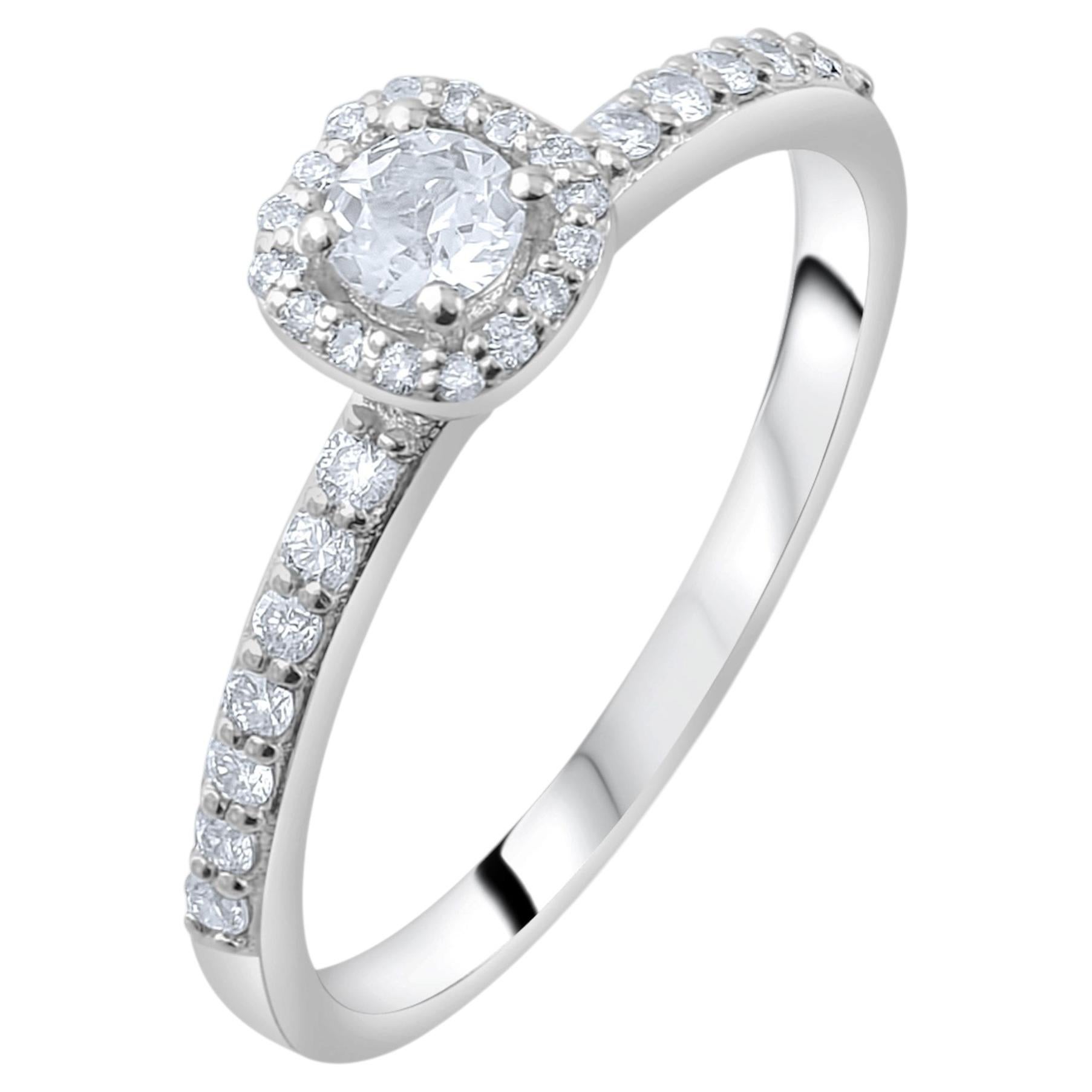 Anillo clásico llamativo con diamante natural de 0,49 quilates certificado por IGI, en oro de 14K