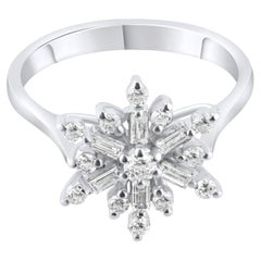 IGI Certified 0.49 Carat Natural Diamond Snowflake Statement Ring in 8K Gold
