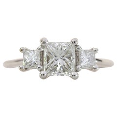 Anello di fidanzamento a tre pietre con diamante naturale certificato IGI da 0,50 carati - Oro bianco 18K