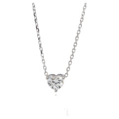 Collier solitaire en diamant certifié IGI de 0,51ct avec pendentif en forme de coeur