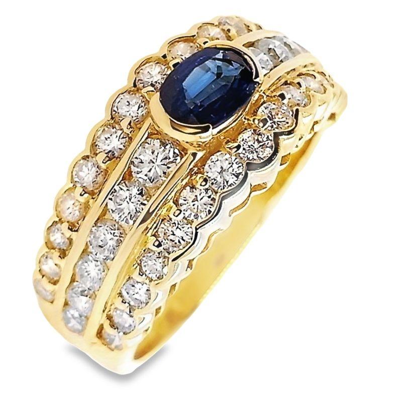 Bague en or jaune 18 carats avec saphir non traité 0,51 carat et diamants 1,22 carat certifiés IGI en vente 3