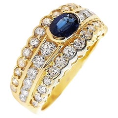 IGI Certified 0.51ct No-treated Sapphire 1.22ct Diamonds 18K Yellow Gold Ring