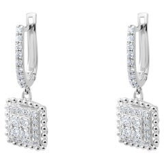 Boucles d'oreilles imposantes en diamant naturel de 0,52 carat certifié IGI, en or 18 carats