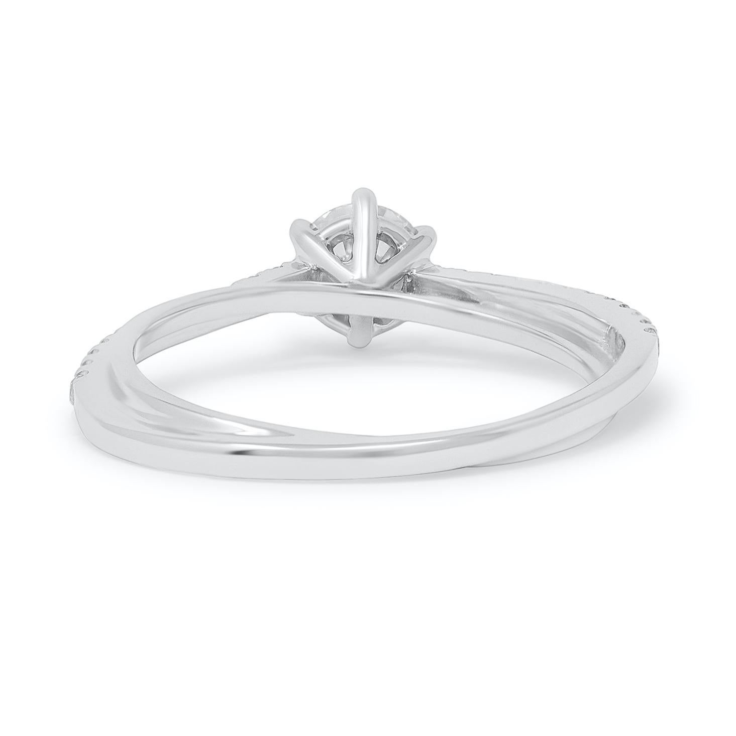 For Sale:  IGI Certified 0.52 Carat Round Brilliant Cut Diamond Pave platinum Ring 2