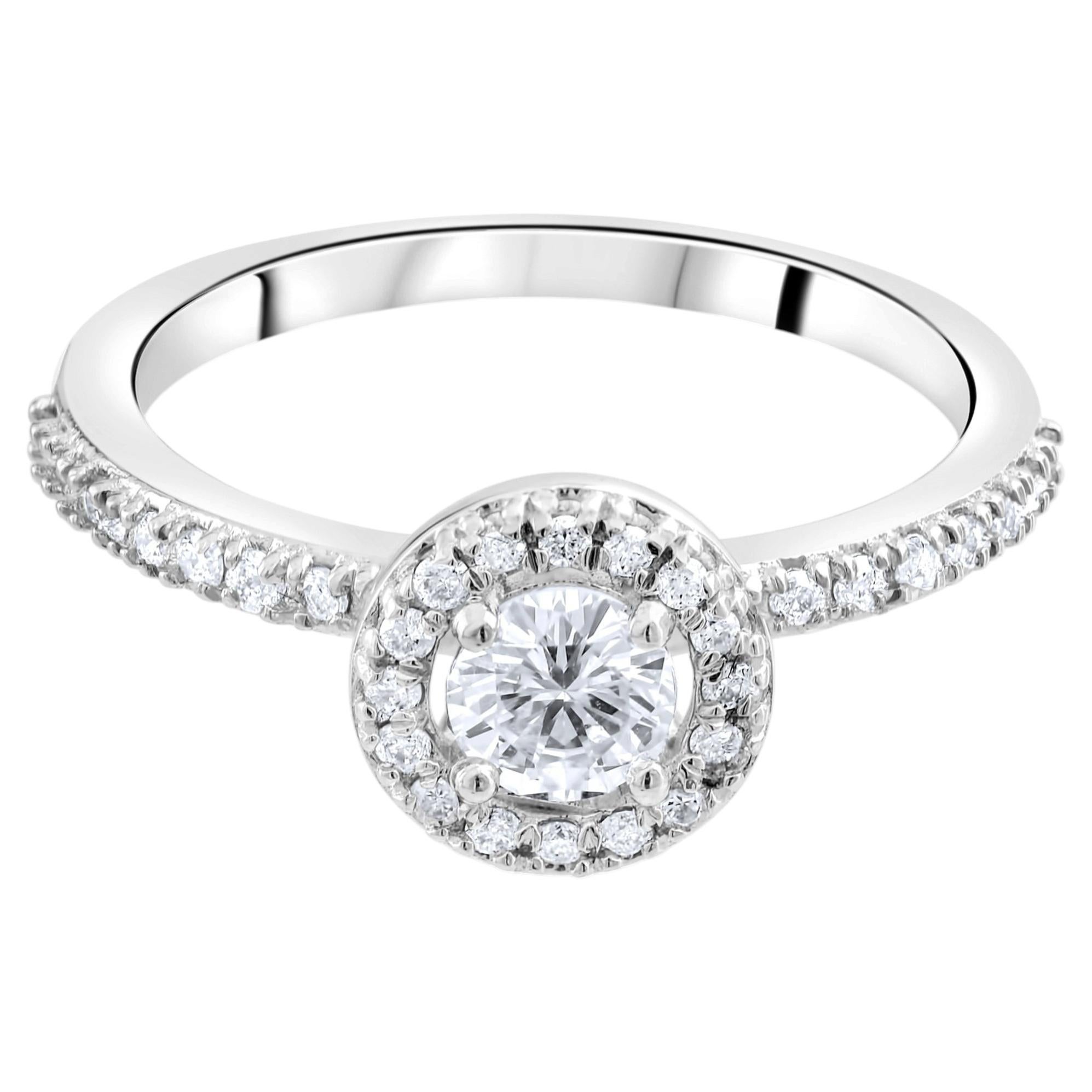IGI Certified 0.53 Carat Natural Diamond Classic Statement Ring in 18K Gold
