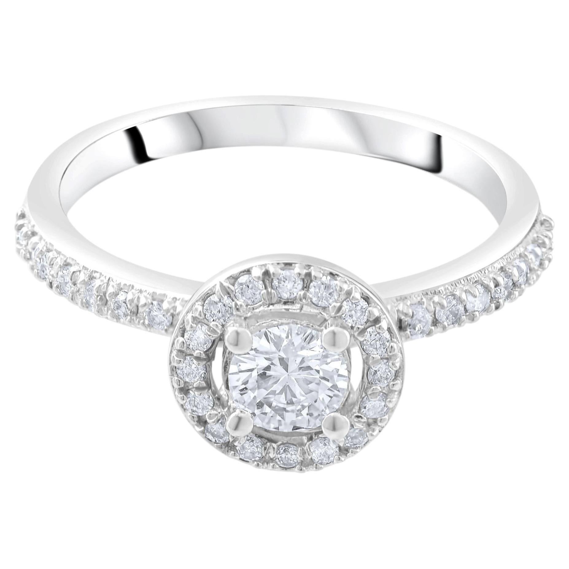 IGI Certified 0.58 Carat Natural Diamond Classic Statement Ring in 18K Gold