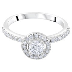 IGI Certified 0.58 Carat Natural Diamond Classic Statement Ring in 18K Gold