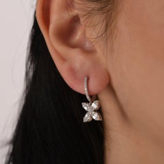 IGI Certified 0.58 Carat Natural Diamond Floral Statement Earrings in 14K Gold