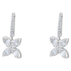 IGI Certified 0.58 Carat Natural Diamond Floral Statement Earrings in 14K Gold