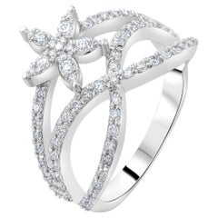 IGI-zertifizierter Diamantring mit Blumenmotiv, 0,60 Karat, 18-karätiges Gold