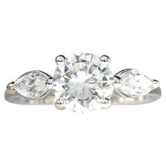 IGI Certified 0.60ct Natural Diamond Three-Stone 18K White Gold Engagement
