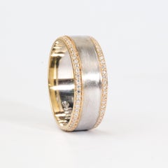 Jonc en or 18K brossé bicolore avec diamant, 0.60ct E-F/VS, IGI Certified