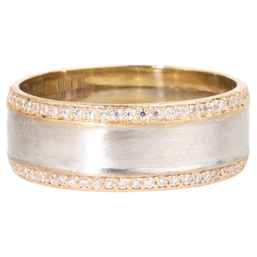 Zweifarbiges gebürstetes 18K Gold Diamant-Ehering, 0,60ct E-F/VS, IGI zertifiziert