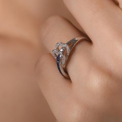 IGI Certified 0.61 Carat Natural Sapphire and Diamond Ring in 18K Gold