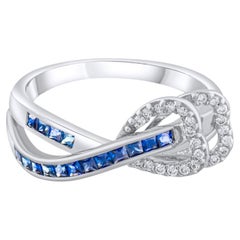IGI Certified 0.61 Carat Natural Sapphire and Diamond Ring in 18K Gold