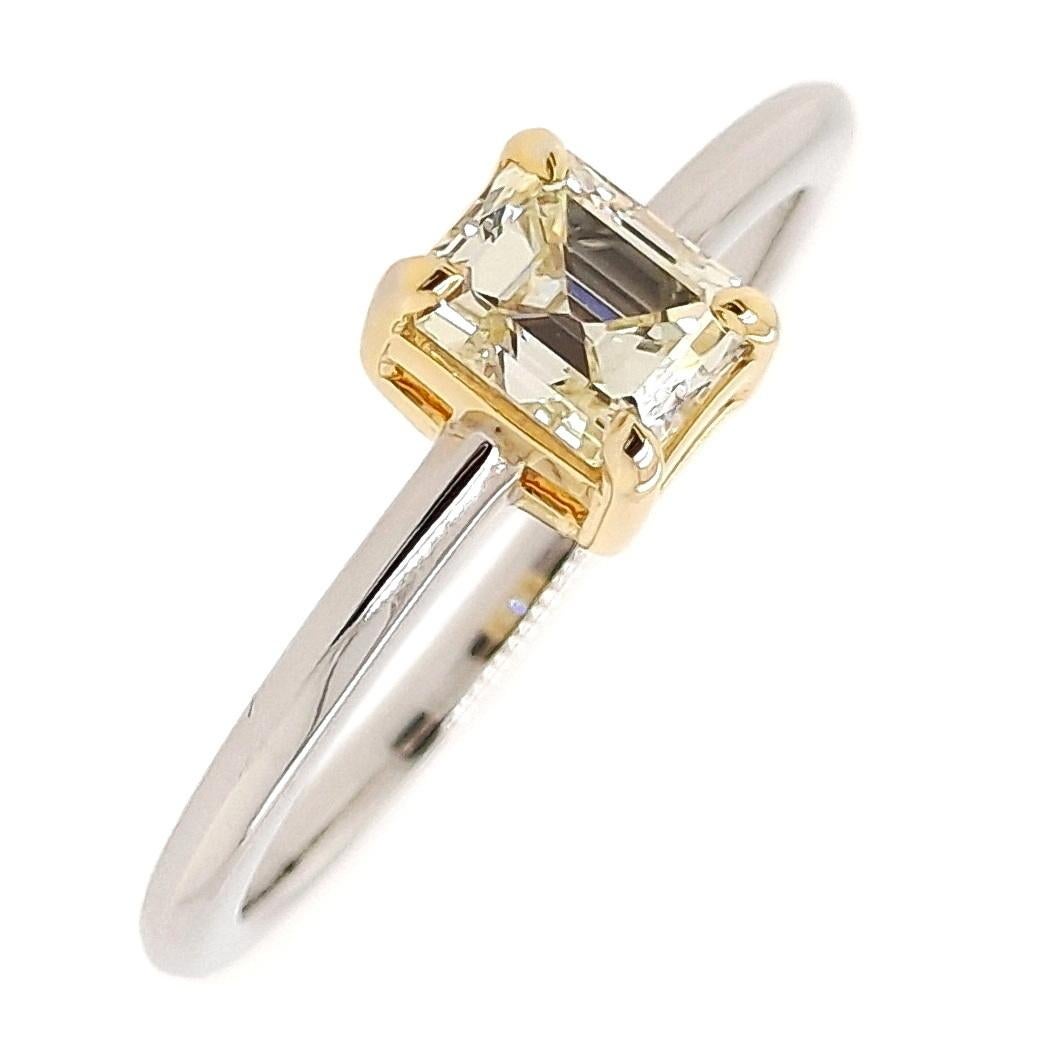 IGI Certified 0.61ct Natural Fancy Diamond 14K Yellow & White Gold Ring For Sale 1