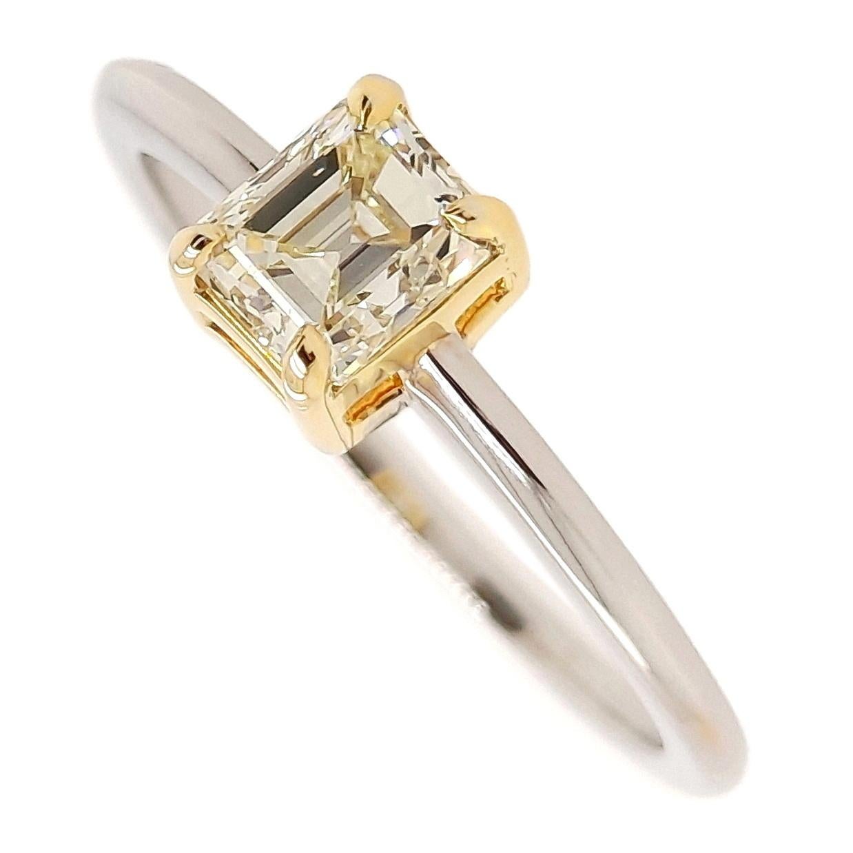 IGI Certified 0.61ct Natural Fancy Diamond 14K Yellow & White Gold Ring For Sale 3