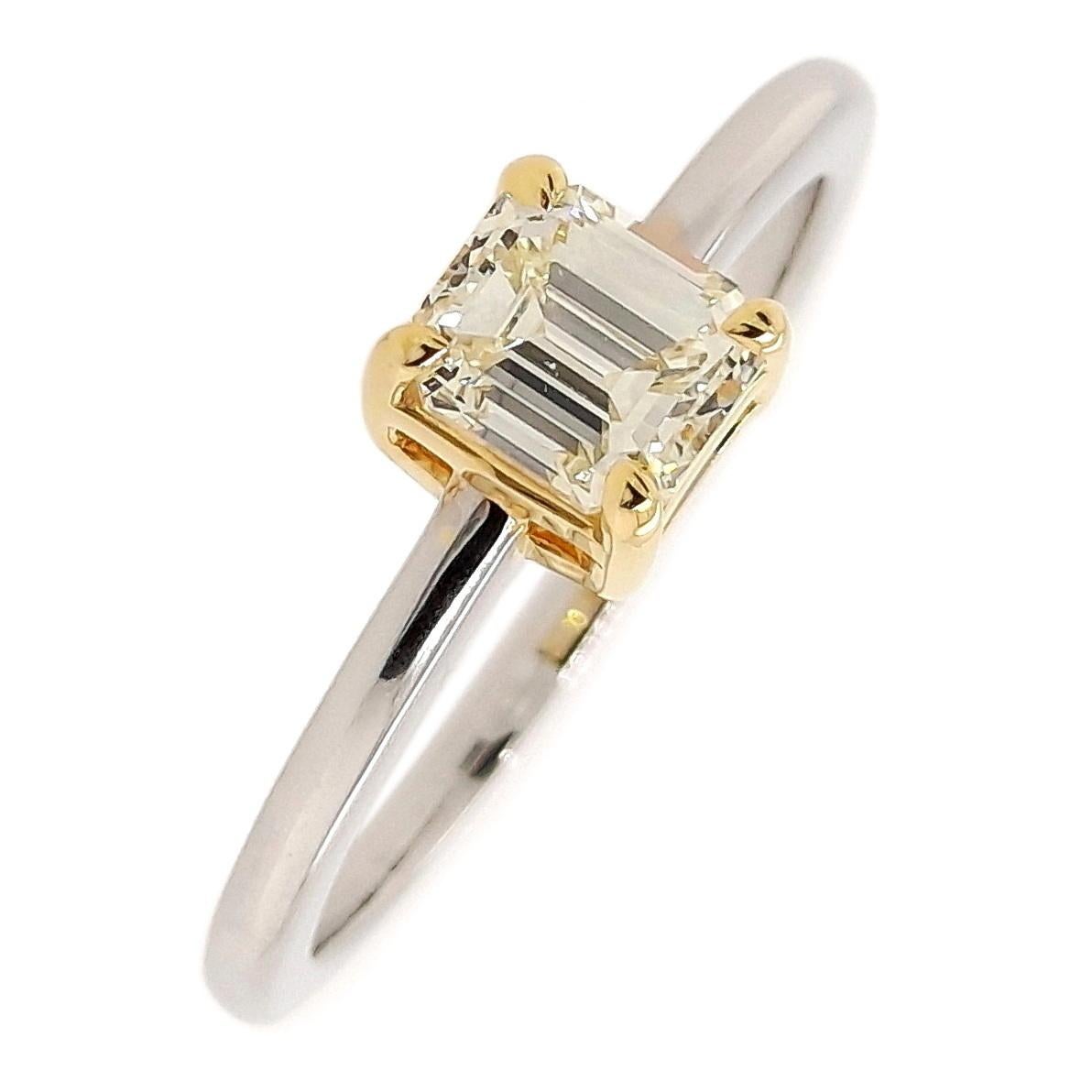 IGI Certified 0.61ct Natural Yellow VS Diamonds 14k Yellow & White Gold Ring For Sale 1