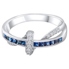 IGI Certified 0.63 Carat Natural Sapphire and Diamond Ring in 18K Gold