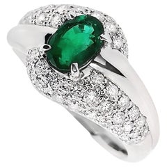 IGI Certified 0.63ct Zambian Emerald 0.63ct Natural Diamonds Platinum Ring