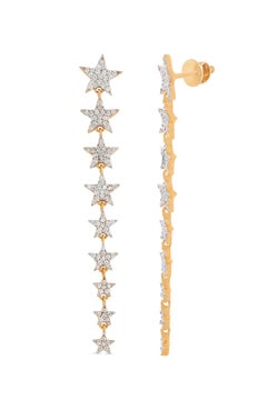 IGI Certified 0.64 Carat Natural Diamond 'SI/G-H' 14K Gold Star Dangle Earrings