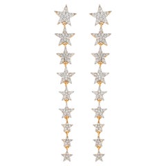 IGI Certified 0.64 Carat Natural Diamond 'SI/G-H' 14K Gold Star Dangle Earrings