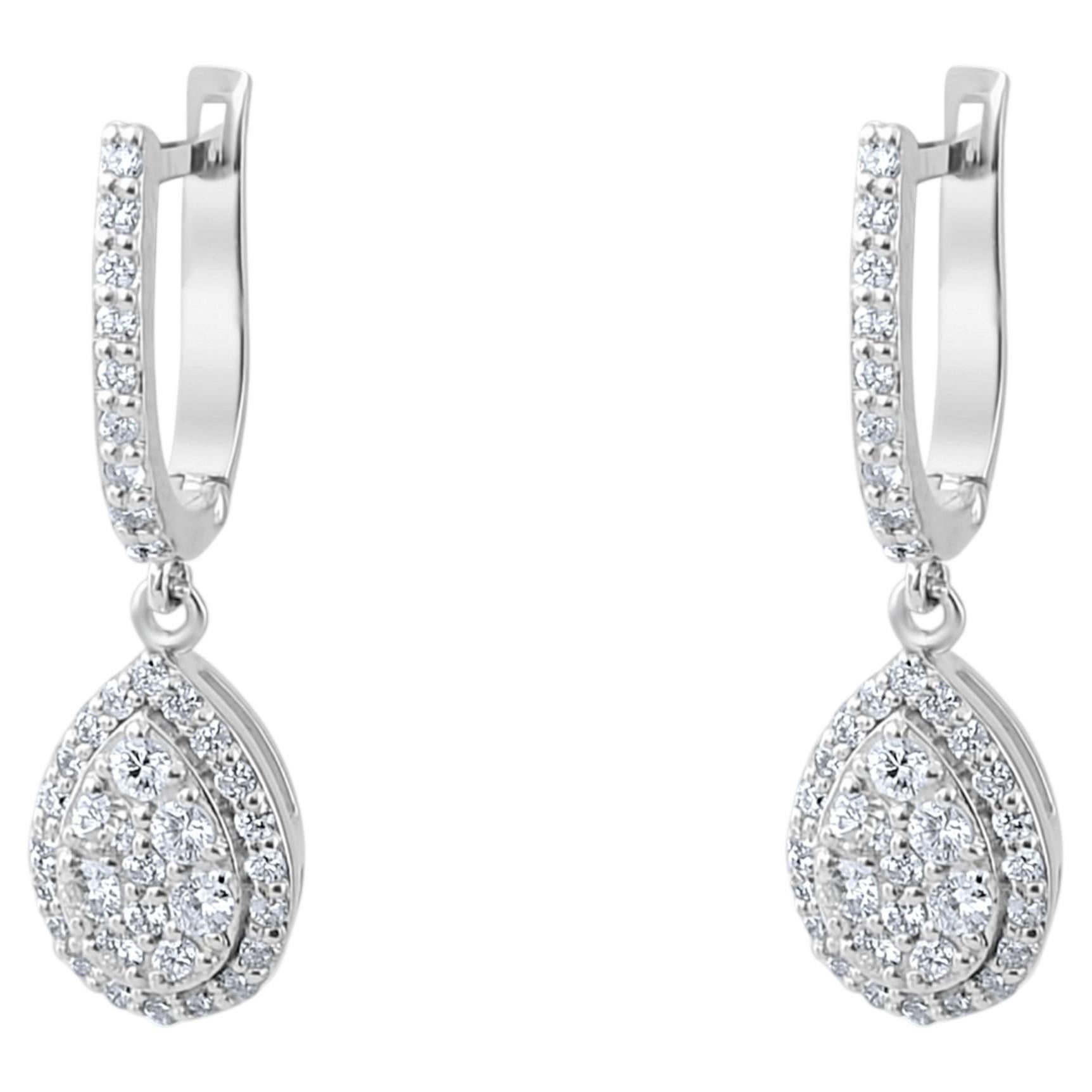 IGI Certified 0.65 Carat Natural Diamond Drop Statement Earrings in 14K Gold For Sale