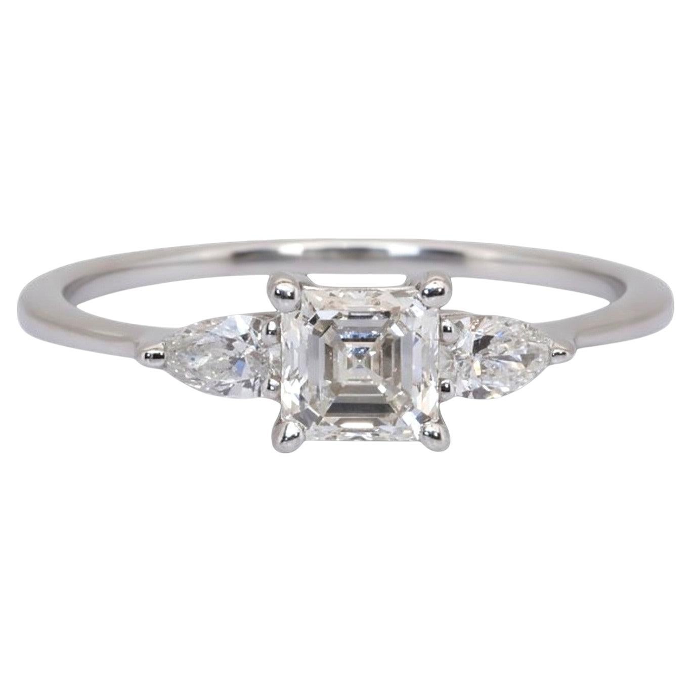 IGI Certified 0.67ct Diamonds 3-Stone Ring in 18k White Gold