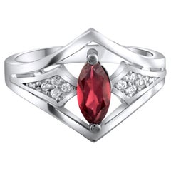 IGI-zertifizierter Statement-Ring aus 14-karätigem Gold mit einem natürlichen Granat von 0,68 Karat und Diamanten